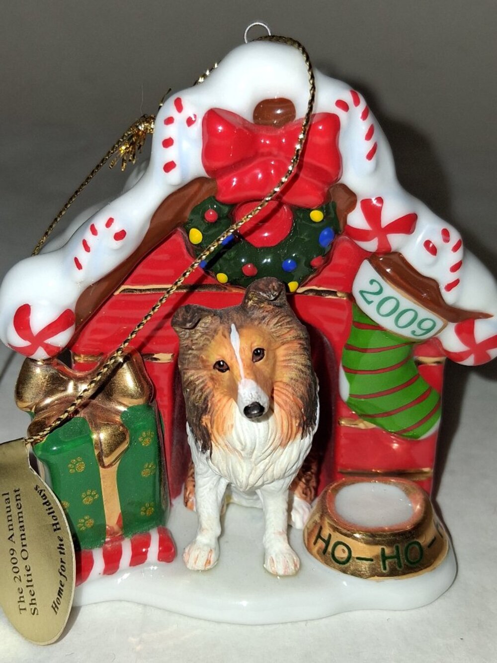 Danbury Mint SHELTIE Ornament 2009 Doghouse